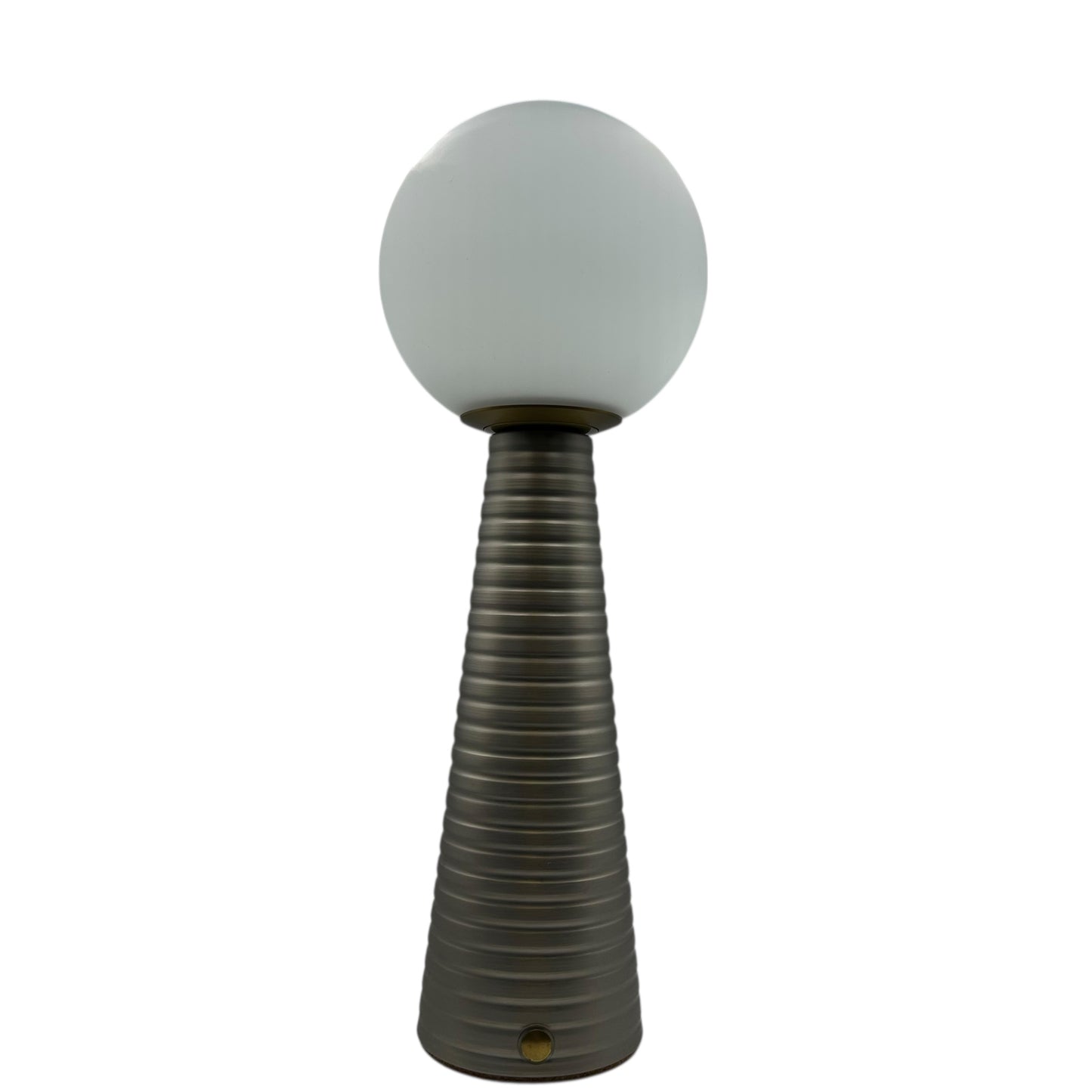Large Deco Cone Ribbed Silver style rechargeable touch lamp