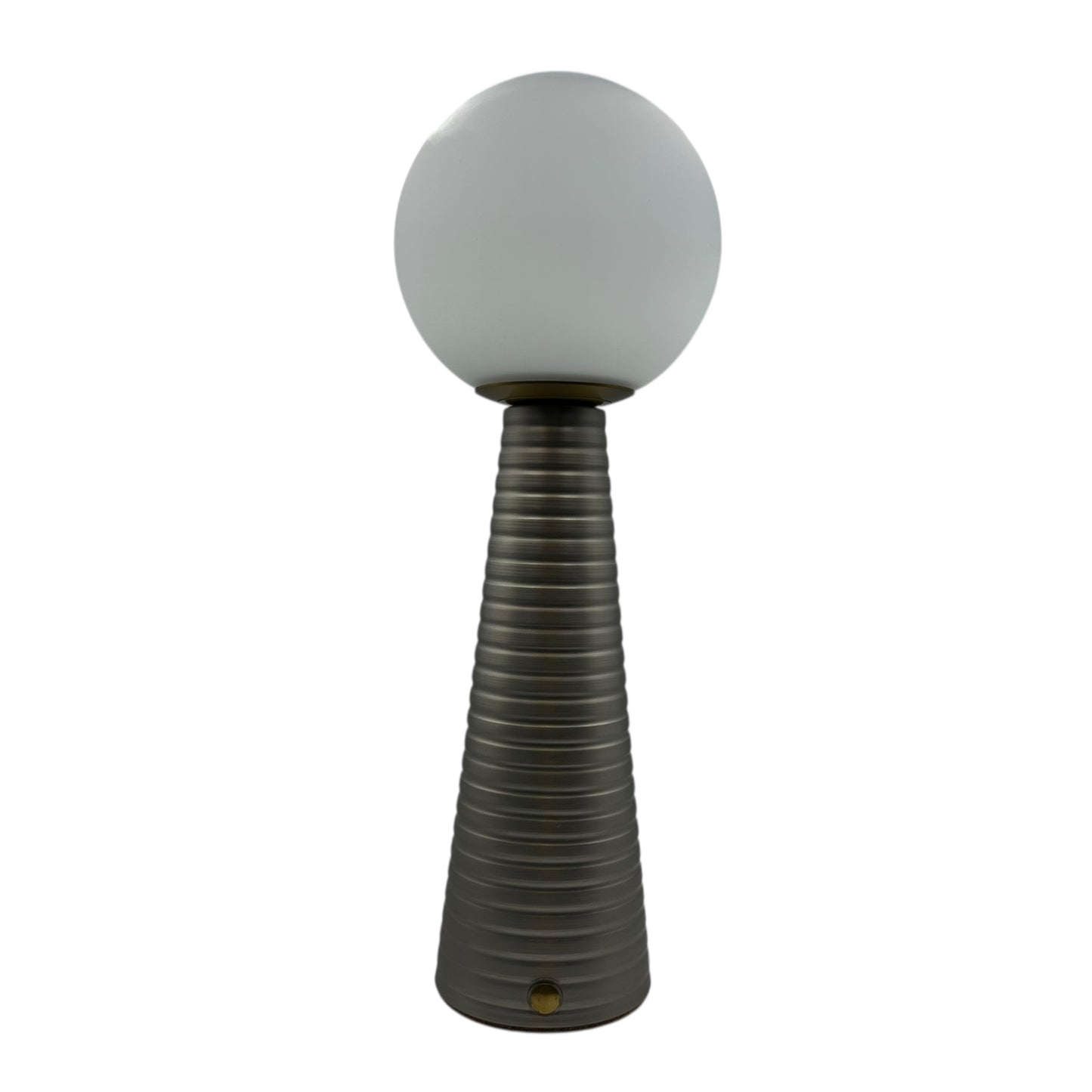 Large Deco Cone Ribbed Silver style rechargeable touch lamp