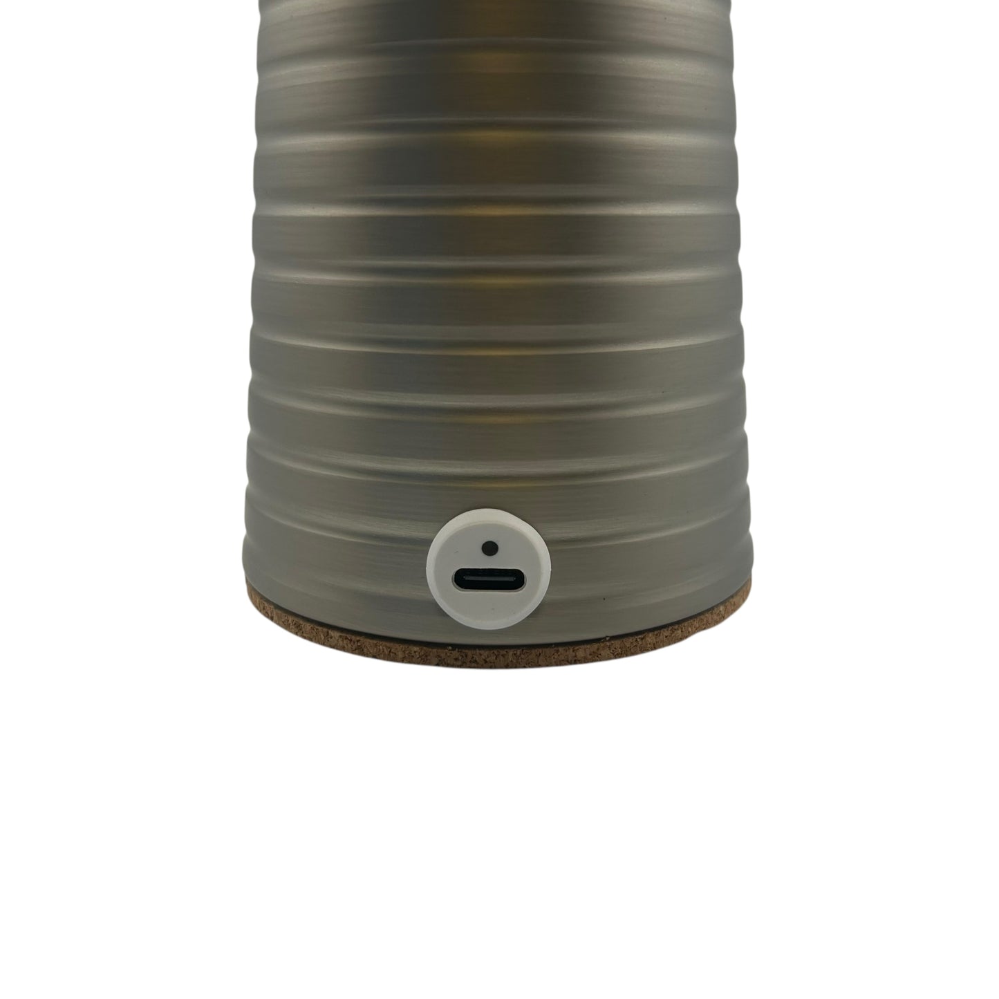 Small Deco Cone Ribbed Silver style rechargeable touch lamp