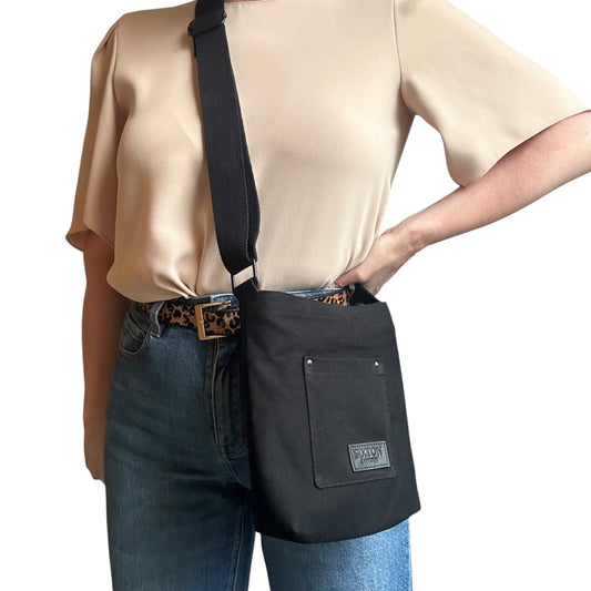 Lisbon city bag - Black cotton canvas