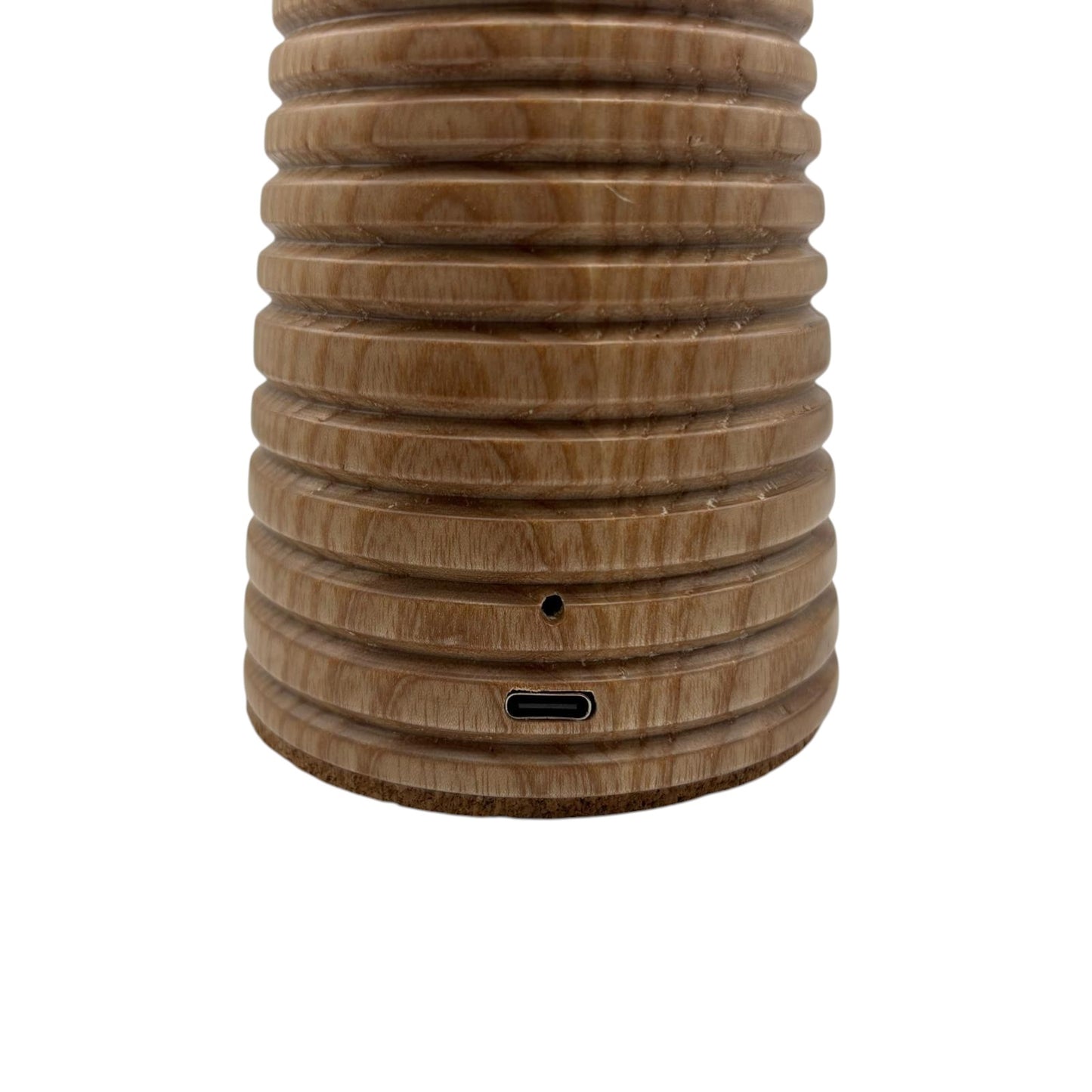 Small Ribbed Beech rechargeable touch lamp Drum Rope shade