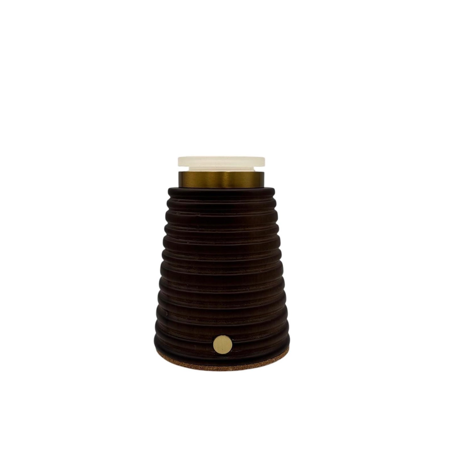 Small Ribbed Walnut rechargeable touch lamp cone rope shade