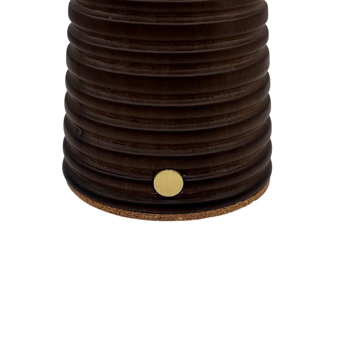 Small Ribbed Walnut rechargeable touch lamp cone rope shade