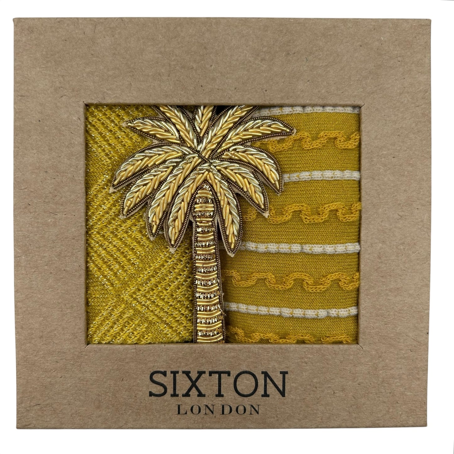 Sunshine Paris & Lyon sock box duo with embroidered brooch