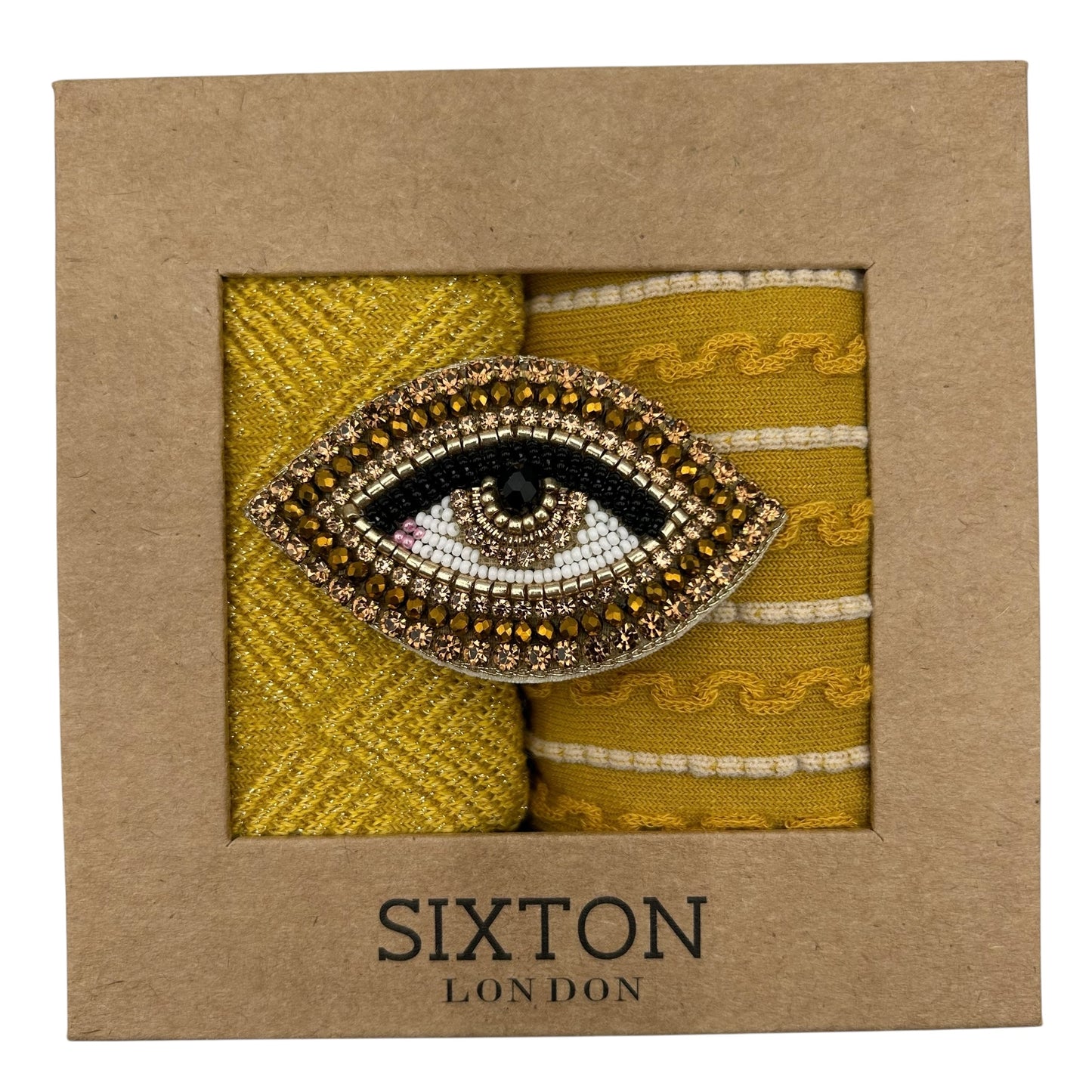 Sunshine Paris & Lyon sock box duo with embroidered brooch