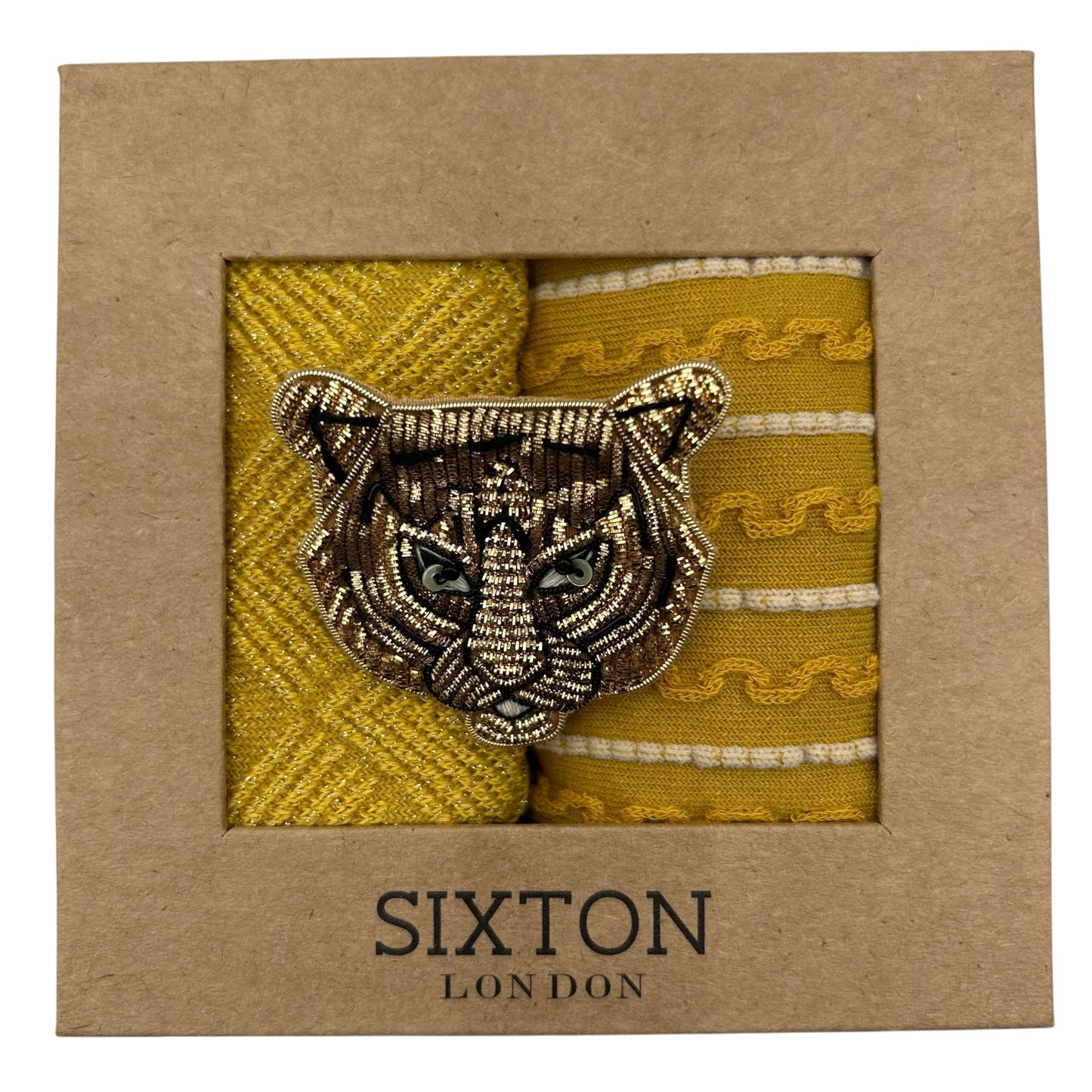 Sunshine Paris & Lyon sock box duo with embroidered brooch