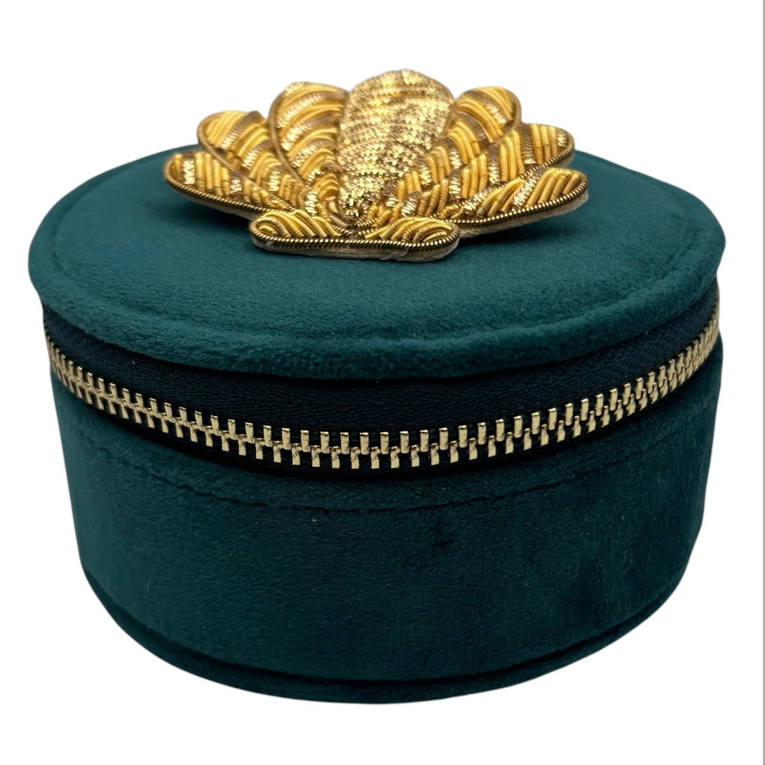 Jewellery Travel pot in Teal with detachable brooch