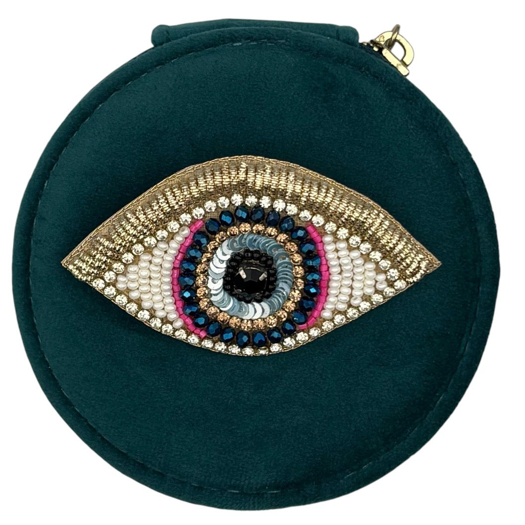 Jewellery Travel pot in Teal with detachable brooch