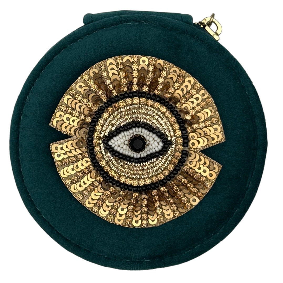 Jewellery Travel pot in Teal with detachable brooch