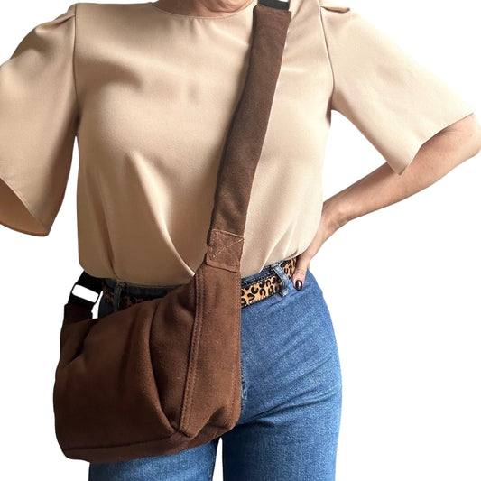 Brixton cross body sling bag -  brown suede - small